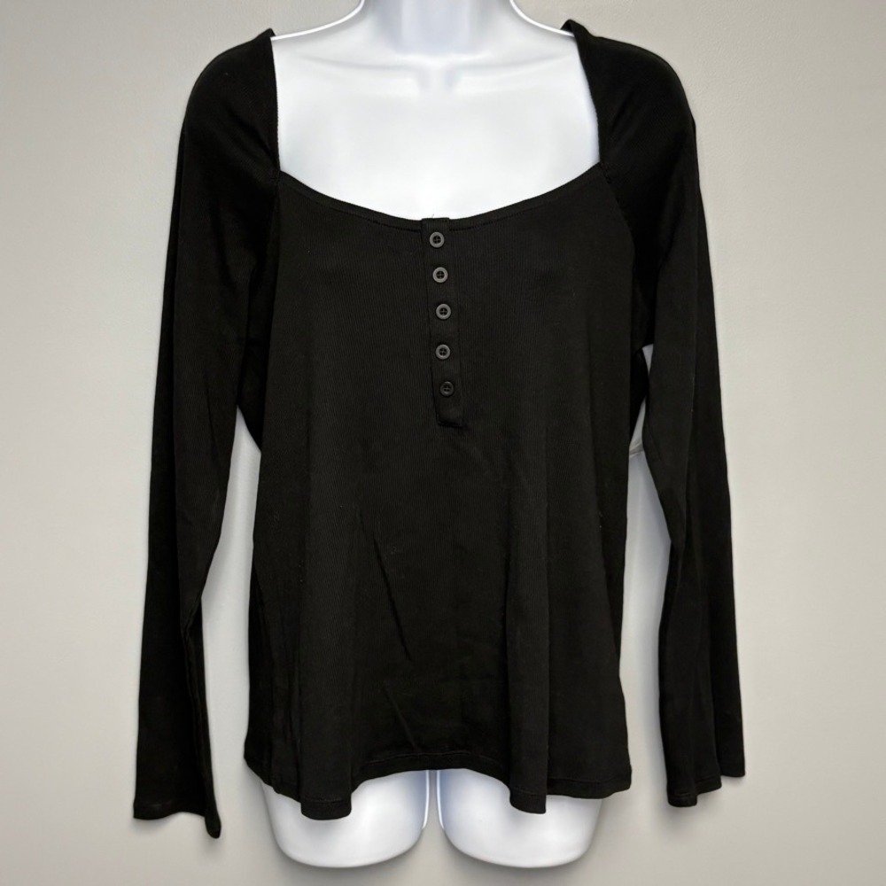 NWT Torrid Heritage Rib Henley Tie Back Capsule Long Sleeve Top Womens Sz 1X